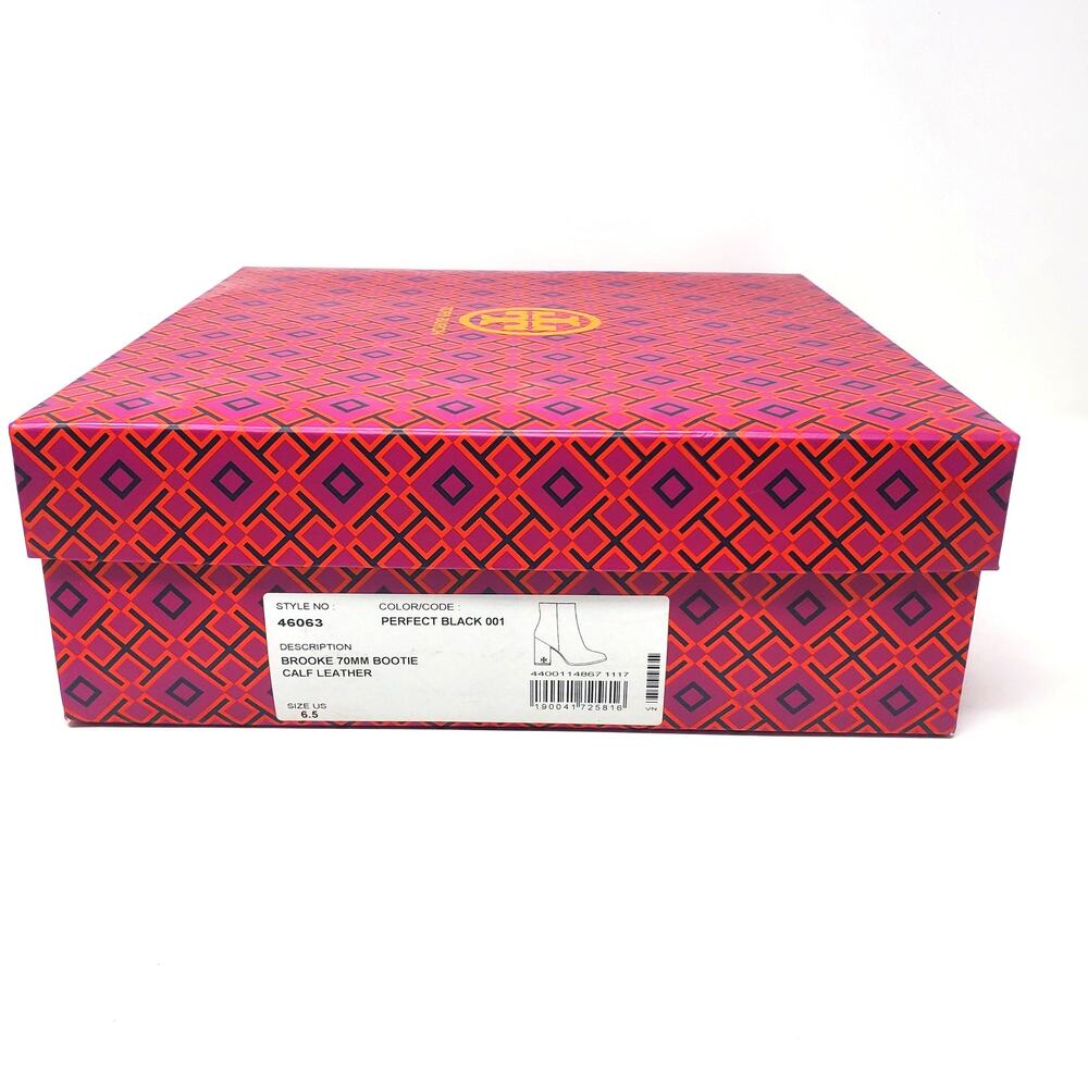 Tory Burch Brooke 70MM Ankle Bootie Calf Leather Perfect Black 46063 Size 6.5 - Picture 8 of 11